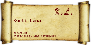Kürti Léna névjegykártya